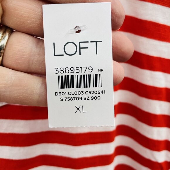 Ann Taylor LOFT Womens Size XL Striped Everyday Crew Neck Tee in Red $35 920 - Picture 6 of 8